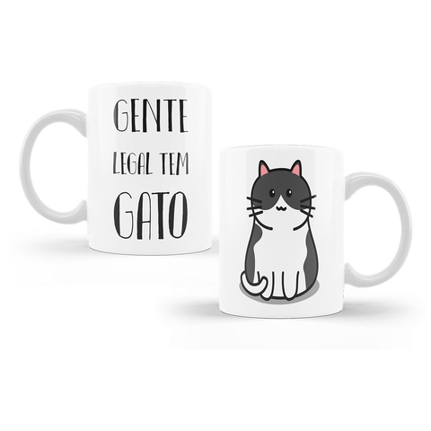 Caneca Gato Gente legal tem gato desenho gato preto