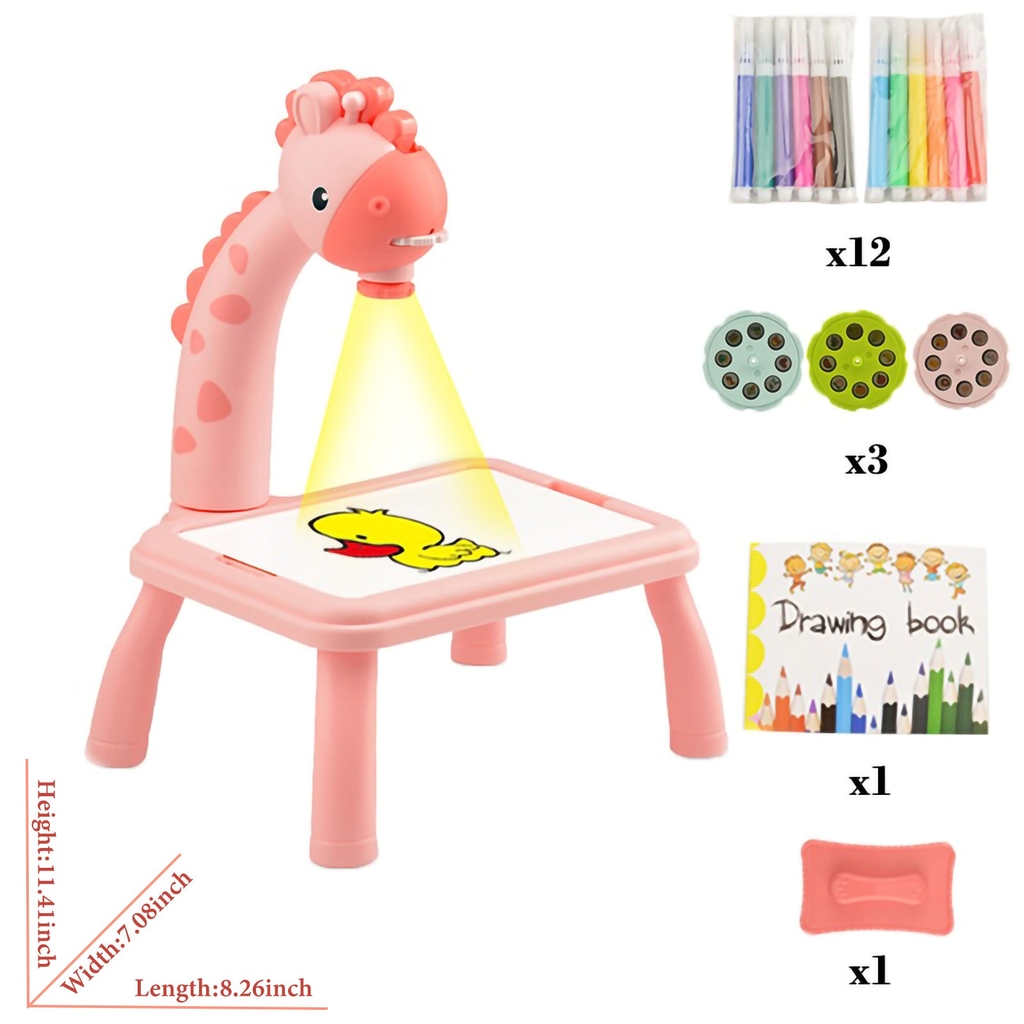 Brinquedo Projetor Mesa 4 Em 1 Desenho Pintar Infantil Led