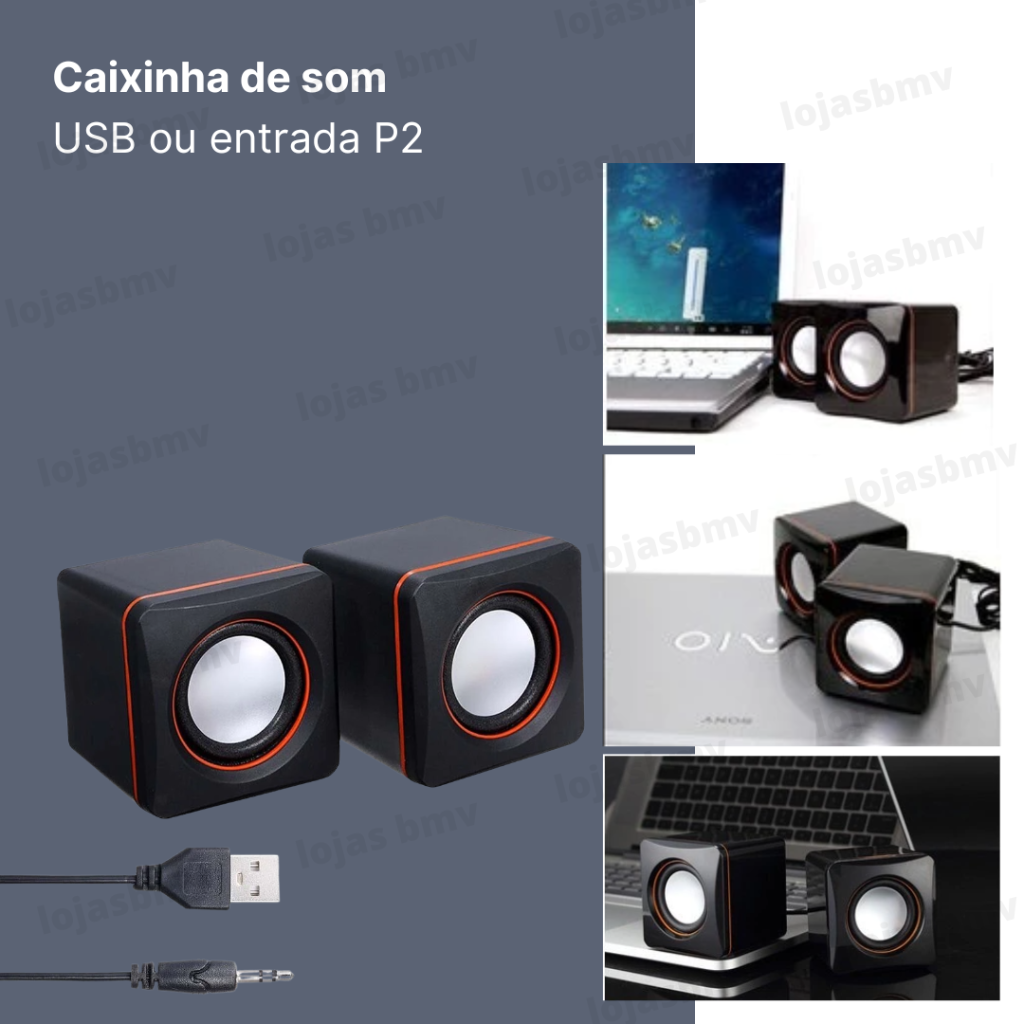 Caixa Caixinha Som Portátil 3w Usb P2 Pc Notebook Celular