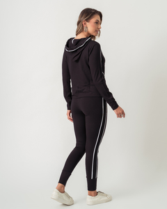 CONJ DE MOLETINHO BRUNA BLUSA/CALÇA - PRETO - comprar online