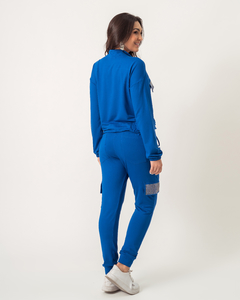 JAQUETINHA DE MOLETINHO ROMANA - AZUL - Miss Pink
