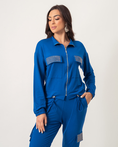 JAQUETINHA DE MOLETINHO ROMANA - AZUL
