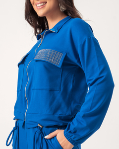 JAQUETINHA DE MOLETINHO ROMANA - AZUL - comprar online
