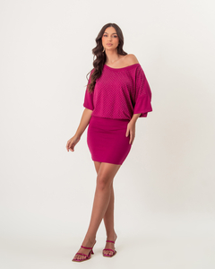 VESTIDO DE MALHA TIPO MORCEGO - FUCSIA