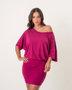 VESTIDO DE MALHA TIPO MORCEGO - FUCSIA na internet