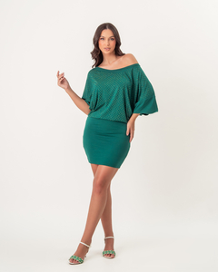 VESTIDO DE MALHA TIPO MORCEGO - VERDE