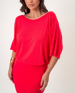 VESTIDO DE MALHA TIPO MORCEGO - VERMELHO - Miss Pink