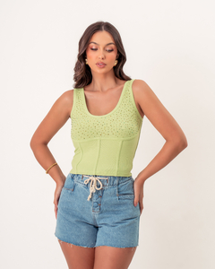 CROPPED TIPO CORSET RIB - VERDE CLARO