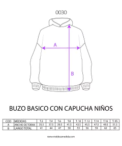 BUZO BASICO CON CAPUCHA NIÑOS