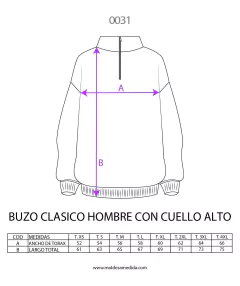 BUZO BASICO HOMBRE CUELLO ALTO CON CIERRE