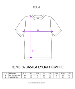 MOLDE REMERA BASICA LYCRA HOMBRE