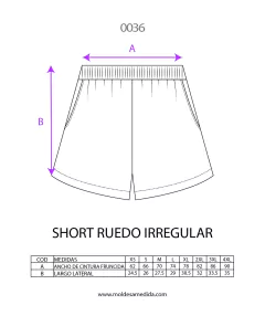 MOLDE  SHORT RUEDO IRREGULAR MUJER
