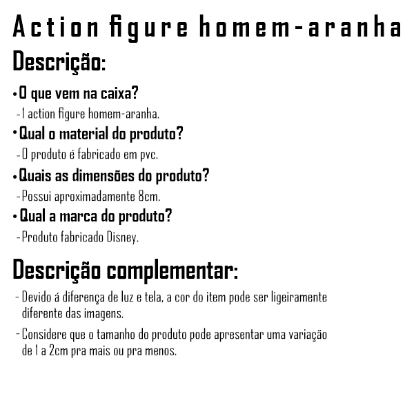 Action Figure Homem-Aranha 8cm