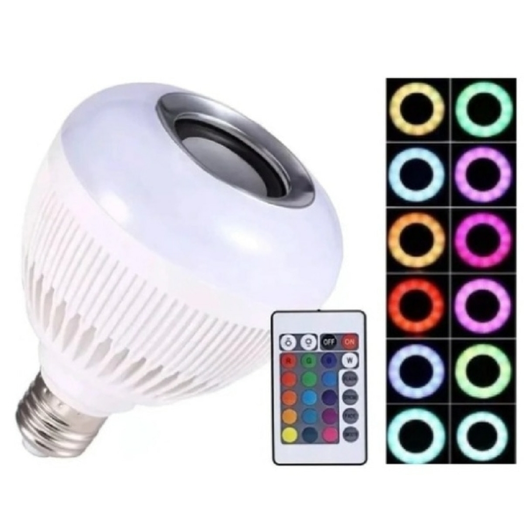 Lampada Bluetooth De Led Caixa De Som C Controle 12w Rgb