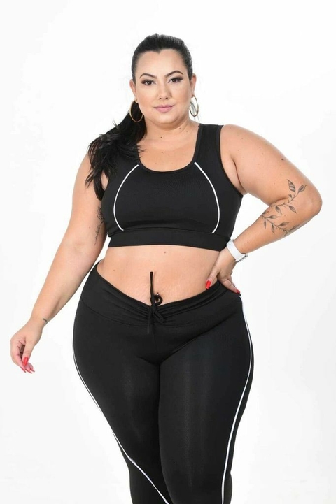 Conjunto Intense Disfarça Celulite Top com Zíper e Legging Cós V