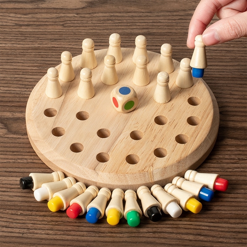 Game Board color, xadrez , quebra-cabeça-Montessori Brinquedo