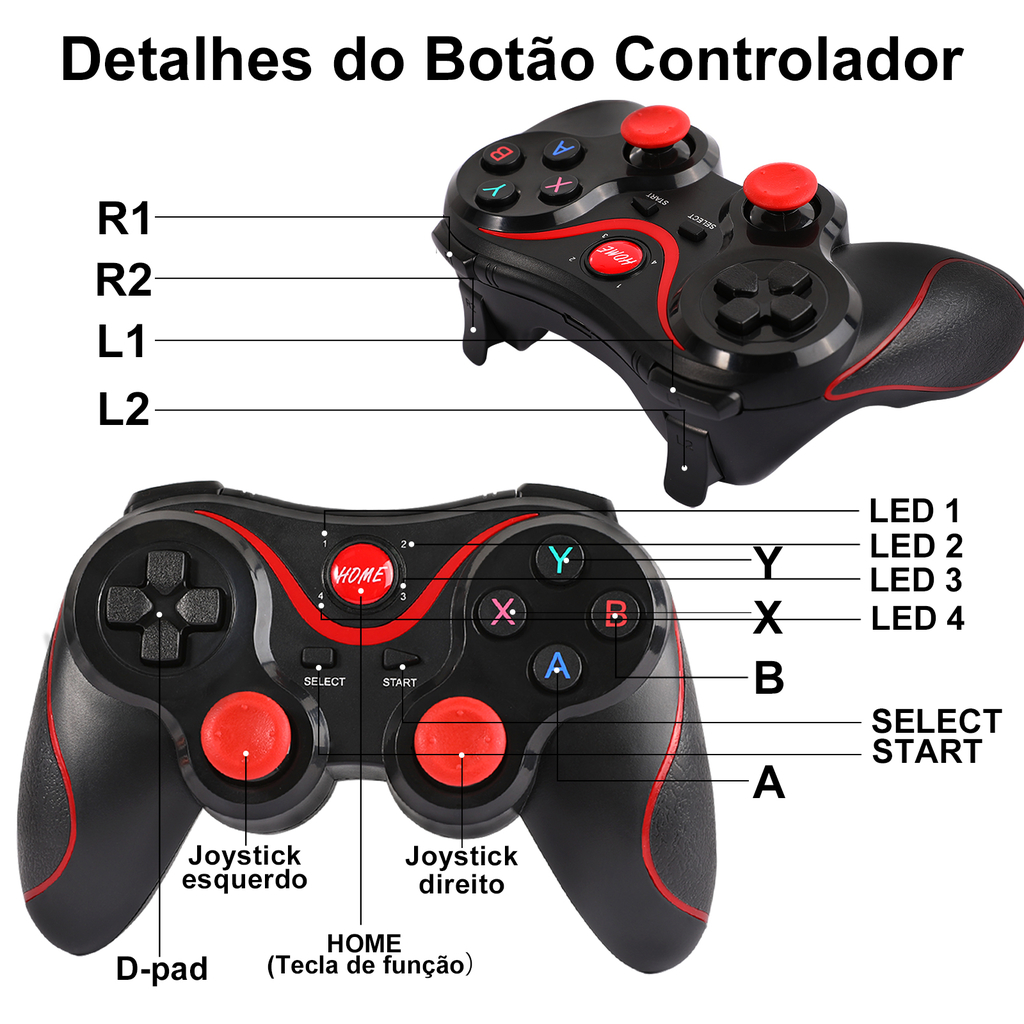 Controle Gamepad Bluetooth Joystick Para Celular Android Ios