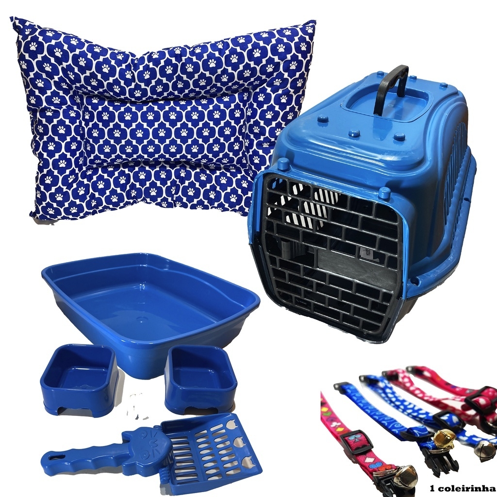 Kit Gato Caixa De Areia Completa Com Pa+2 Comedouro 4 Pecas