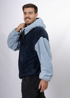 Buzo Canguro Azul Marino con Celeste - comprar online