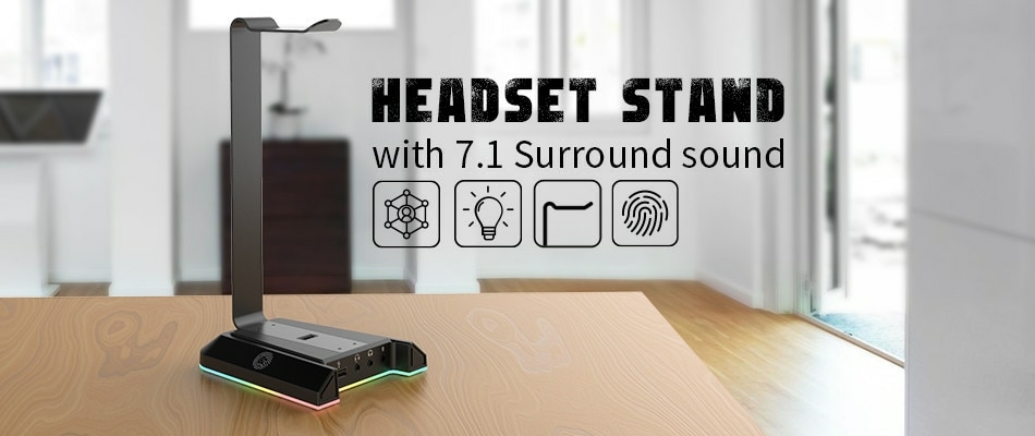 7.1 Virtual Surround Sound RGB Headset Stand- EKSA