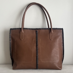 Cartera Alfanje | Cuero suela y tiento negro - comprar online