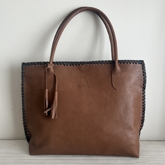 Cartera Alfanje | Cuero suela y tiento negro