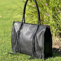 Cartera Palenque | Cuero y trenzados en color negro - comprar online