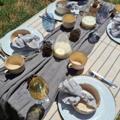| Mantel Rayas | Gris & Crudo