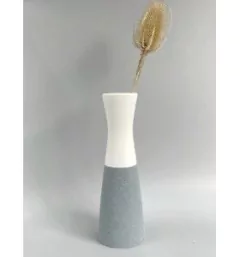 | Florero Checa L | Blanco & Gris
