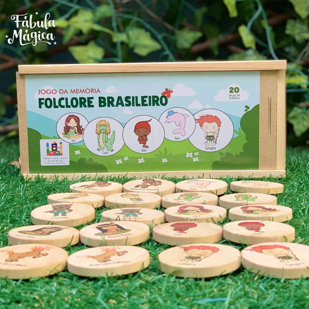 Jogo da Memória Folclore Brasileiro em Madeira Fabrika dos Sonhos