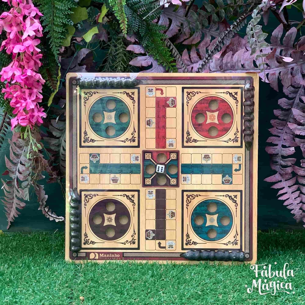 Jogo de tabuleiro ludo clássico em madeira - maninho - Jogos de