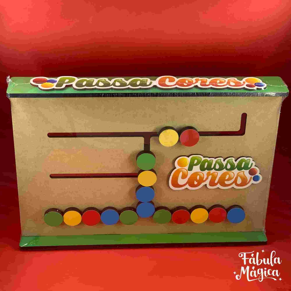 Passa Cores Brinquedo Educativo de Madeira - Jogo e Desafio das