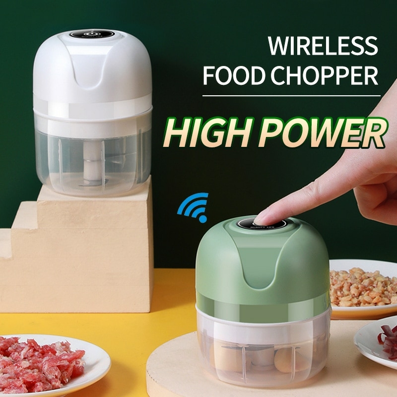 Electric Mini Garlic Chopper Slicer Wireless Portable Small Food Processor  Multifunctional Garlic Puree Maker Cordless Food Grinder Mincer 100ml Botao