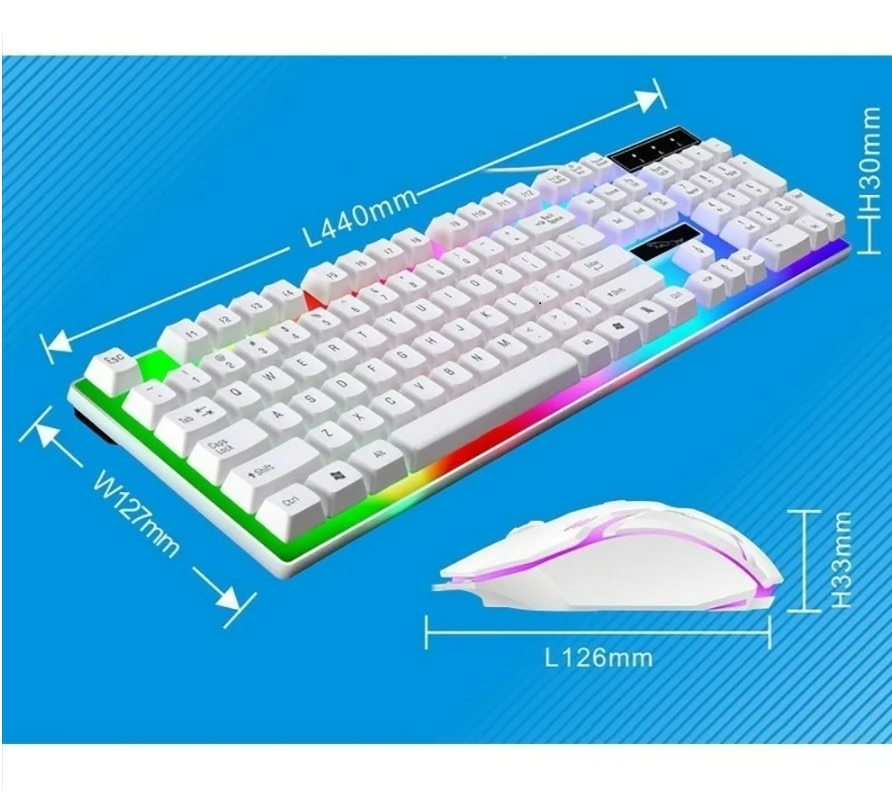 Mouse de Jogo 2400DPI Teclado Gamer Semi Mecânico Caixa de Som PC