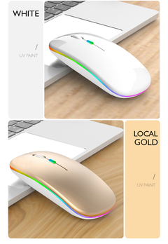 Mouse Bluetooth sem fio recarregável - Luminous 2.4G USB Wirele
