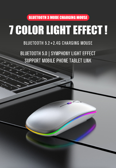 Mouse Bluetooth sem fio recarregável - Luminous 2.4G USB Wirele