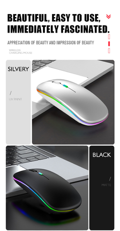 Mouse Bluetooth sem fio recarregável - Luminous 2.4G USB Wirele