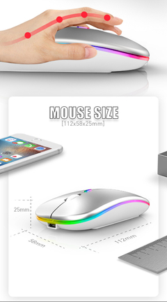Mouse Bluetooth sem fio recarregável - Luminous 2.4G USB Wirele na internet