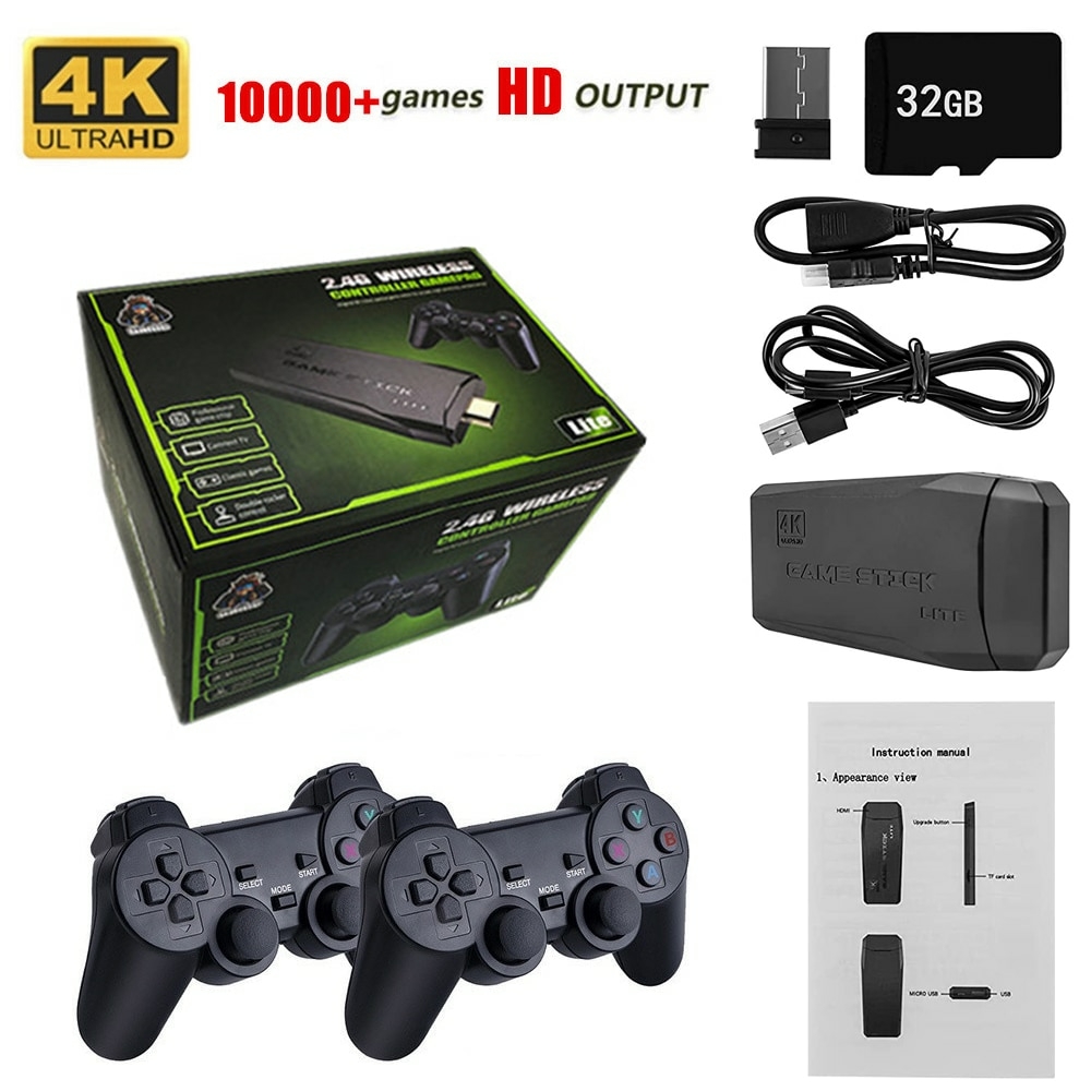 Console de jogos de vídeo 2.4g duplo sem fio controlador jogo vara 4k