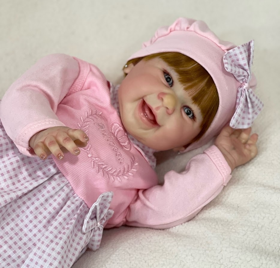 Bebê Reborn Realista Princesa Rosa 55cm + Enxoval Completo