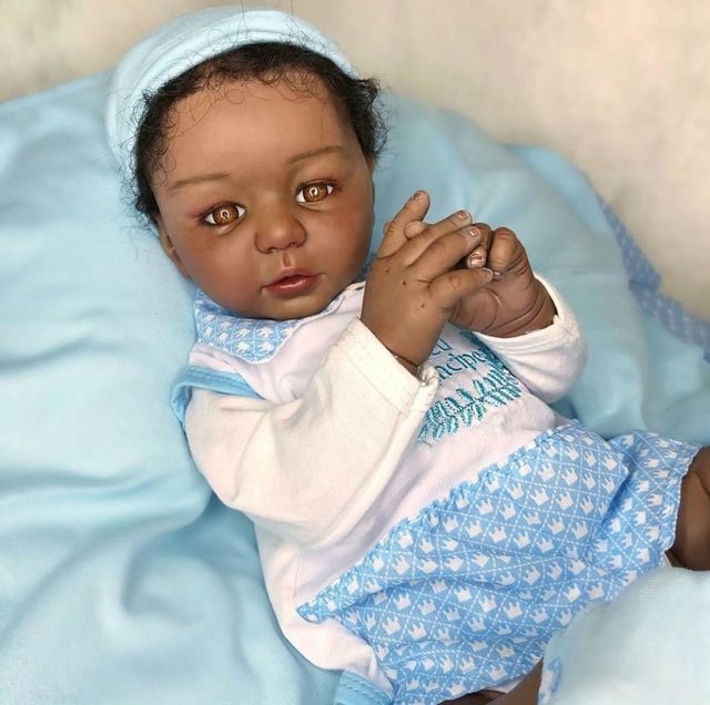 Bebê Reborn Negra , Cabelo Fio a Fio , Muito Realista