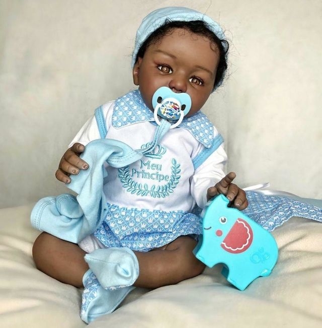 Bebê Reborn Negra Menina Corpo Tecido