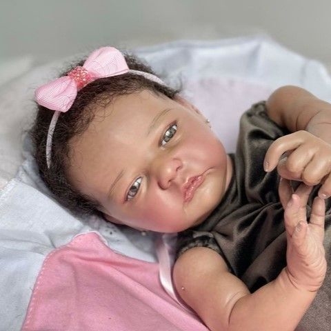 Bebê Reborn Negra Menina Corpo Tecido