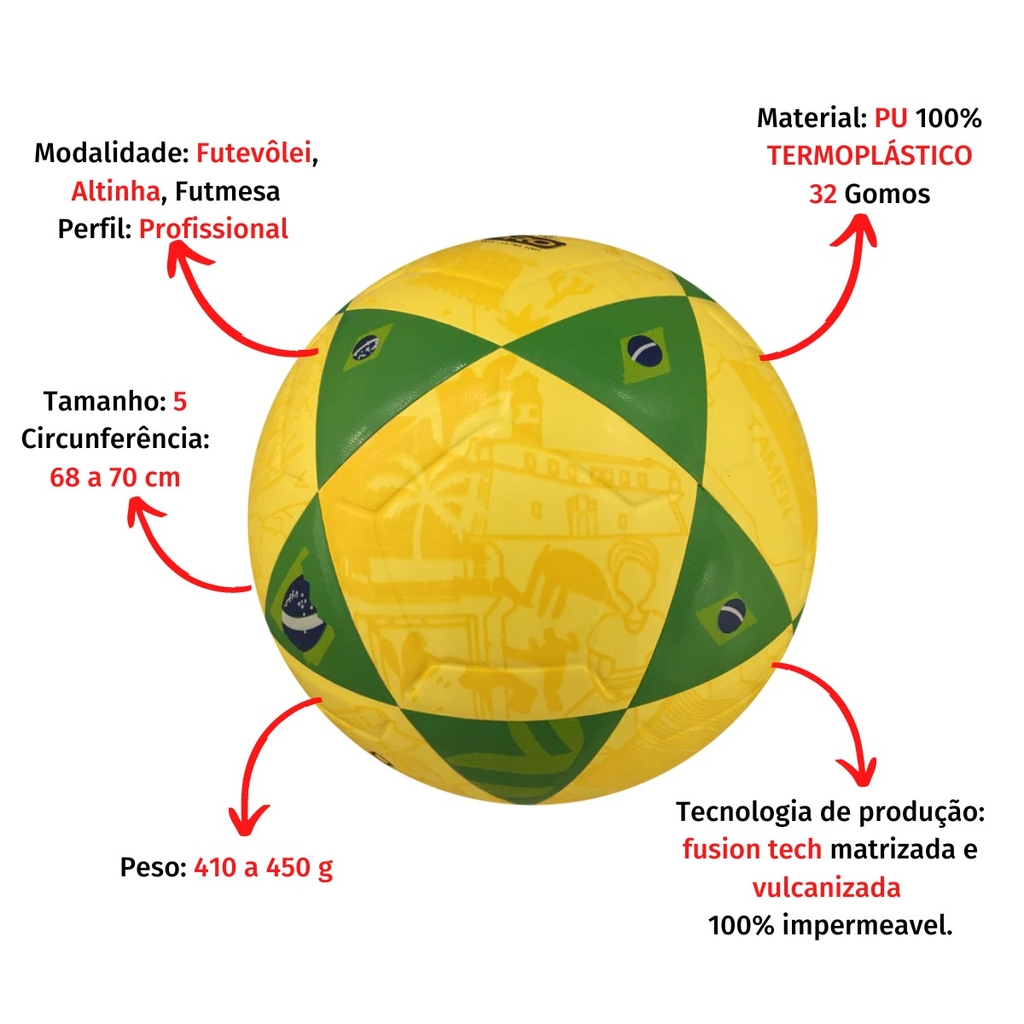 Bola FutAlta Fusion Tech Dalebol EUA Amarela e Preta - Bola de