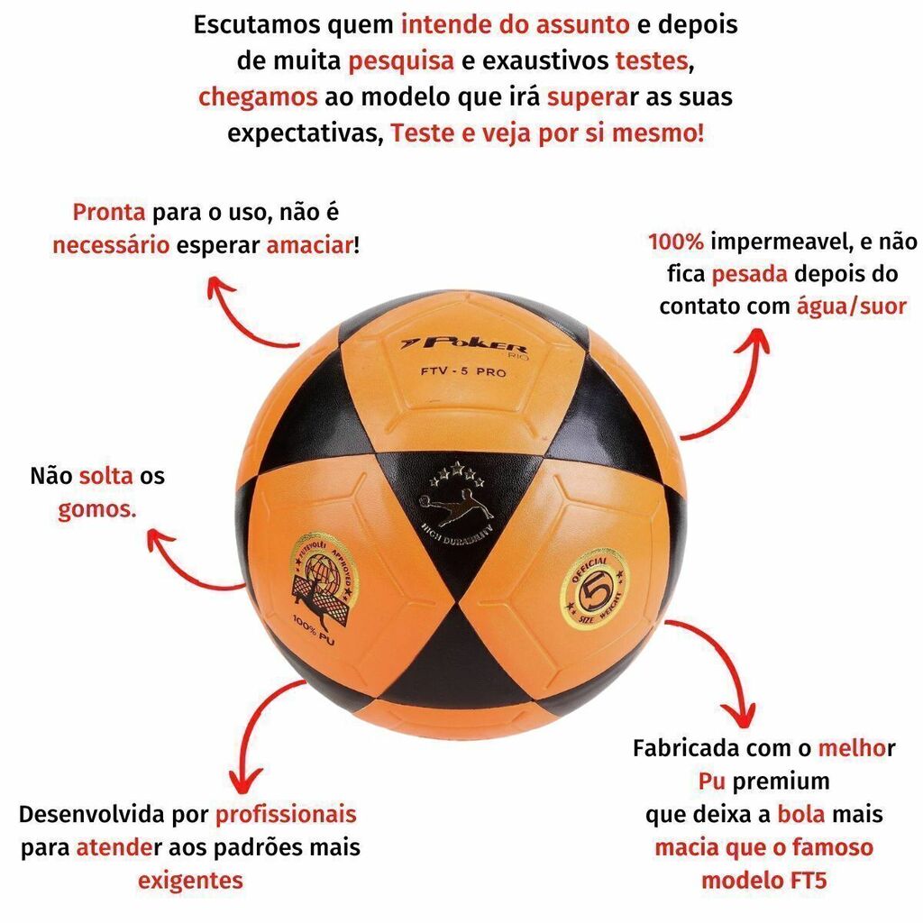 Bola de Futevôlei Poker Rio - Amarelo+Preto