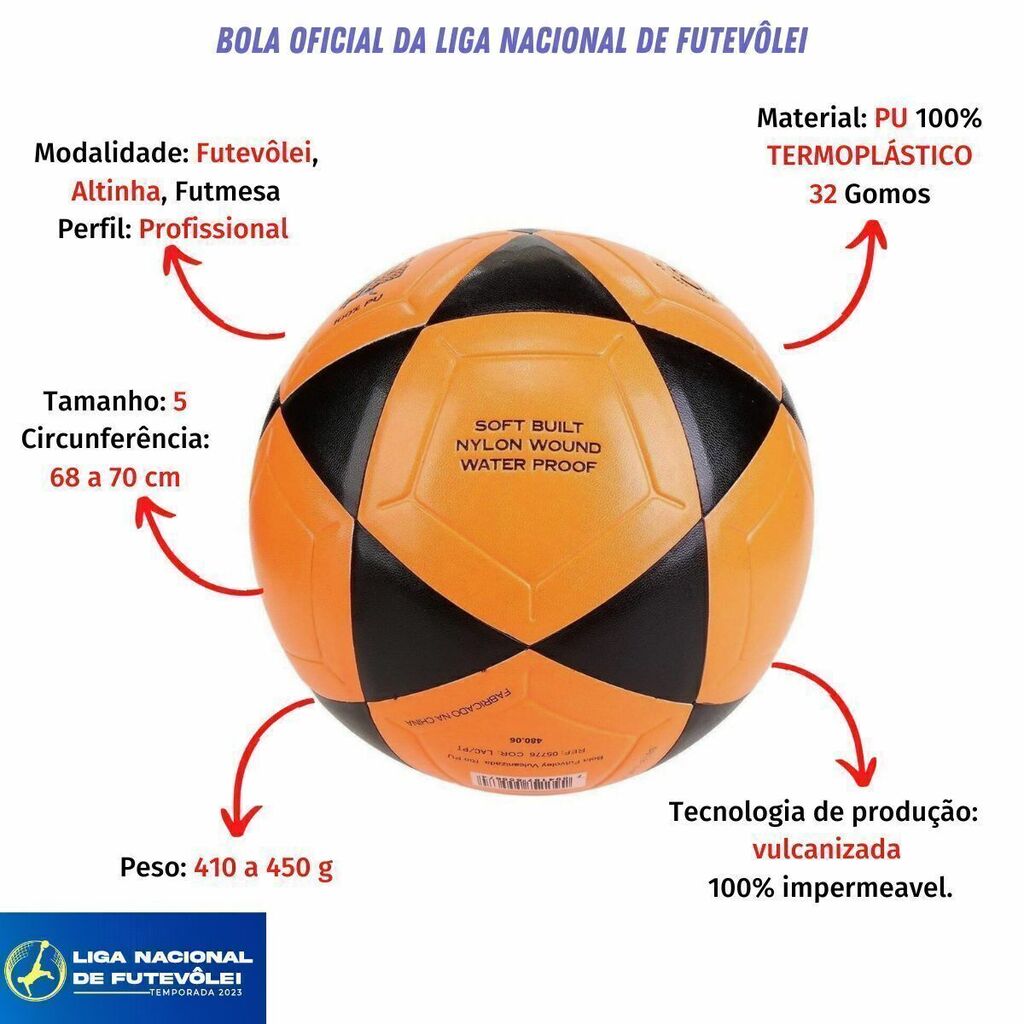 Bola de Futevôlei Poker Rio - Amarelo+Preto