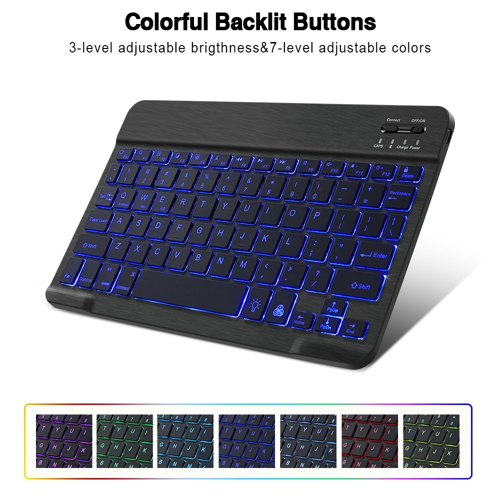 Mini teclado y ratón Bluetooth LED, teclado inalámbrico RGB con  retroiluminaci