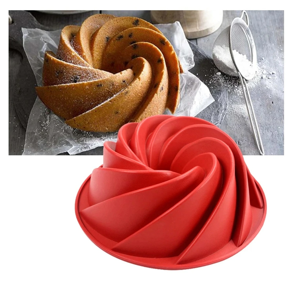 FORMA DE SILICONE ESPIRAL PARA BOLO FLAN PUDIM - FORMA DE SILICONE