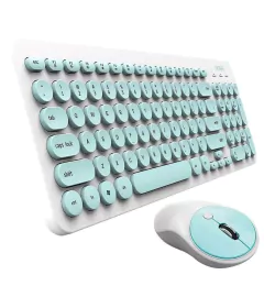 Teclado Y Mouse Color Celeste Inalambrico