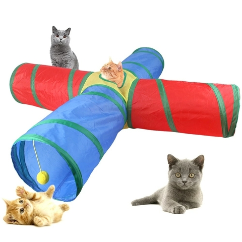 Túnel do jogo do gato,estimação dobrável para gatos - Brinquedo interativo  3 vias para estimular a gatos/gatinhos 